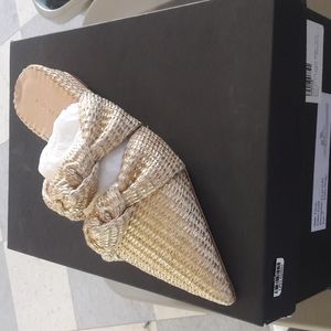 Tuckernuck Lucia Gold Raffia Wedge